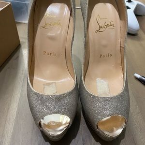 Christian louboutin Lady Peep Gold Glitter 36.5